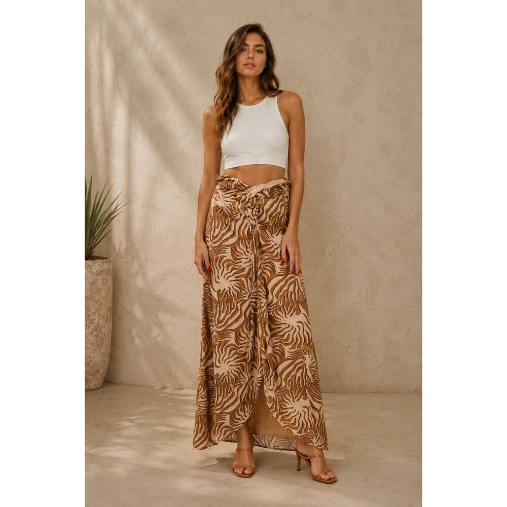 SCOTCH & SODA Womens Maxi Skirt SMALL Tiger Print Wrap Tie SUMMER EDITION 161938